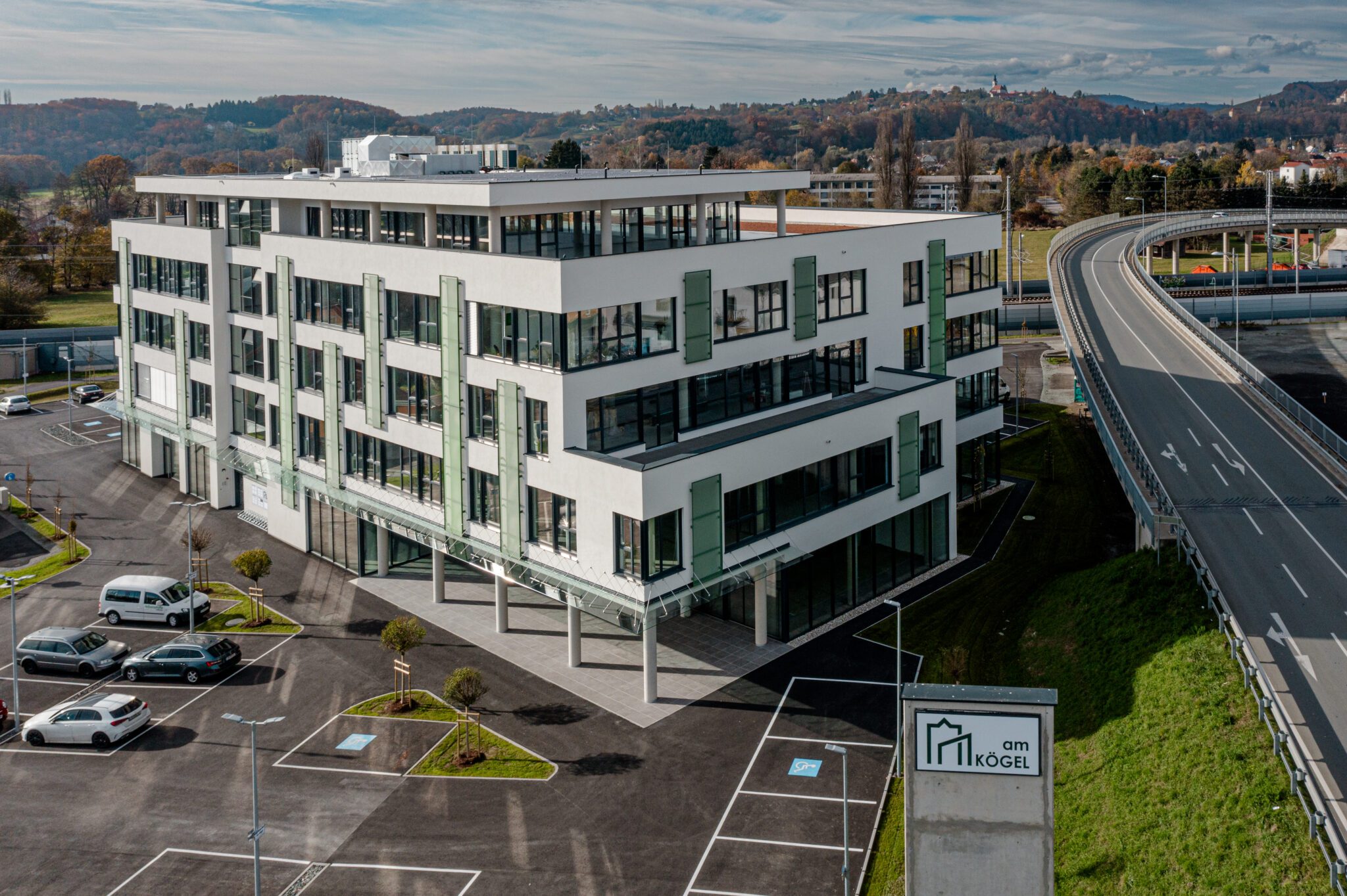 Luftaufnahme des Businesscenters Am Kögel in Leibnitz